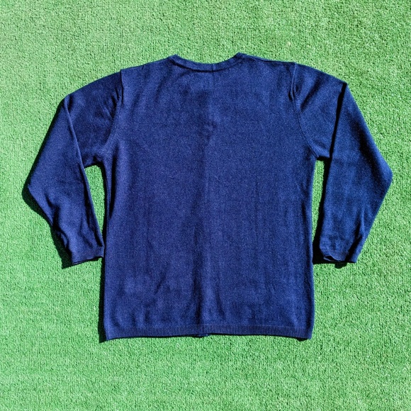 1990s Vintage Anna Gray Womens Small Navy Acrylic Cable Knit Accent Cardigan EUC - Picture 6 of 7